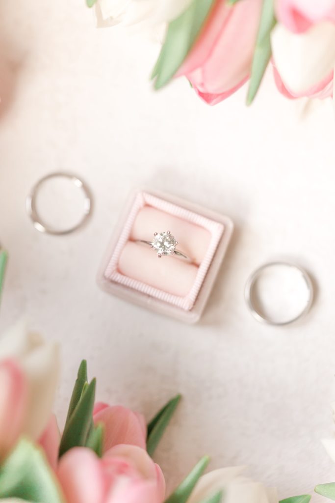 Wedding ring in pink box