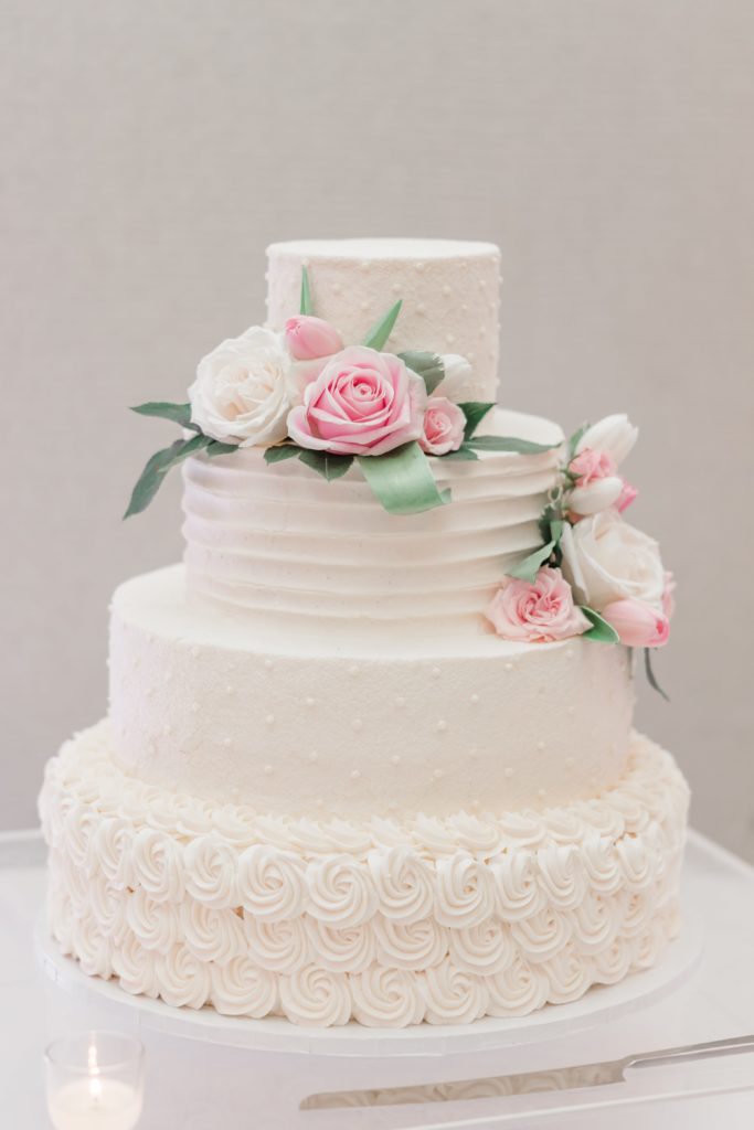 White butter cream wedding cake