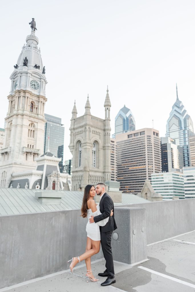Rooftop Downtown Philly Engagement Session