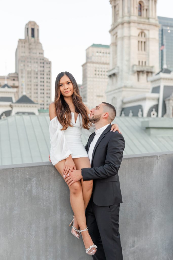 Downtown Philly Engagement Session on A Rooftop