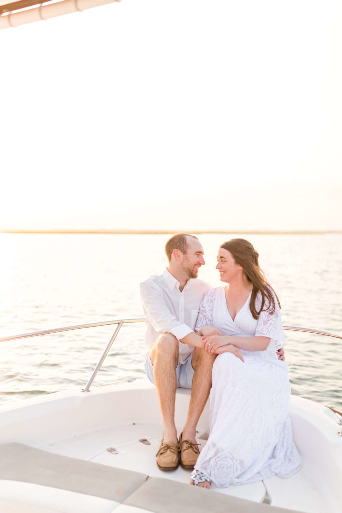 Engagement photoshoot on a boat