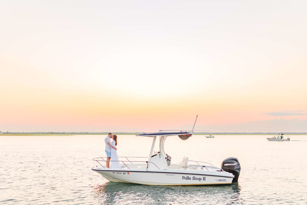 Engagement photos on a boat