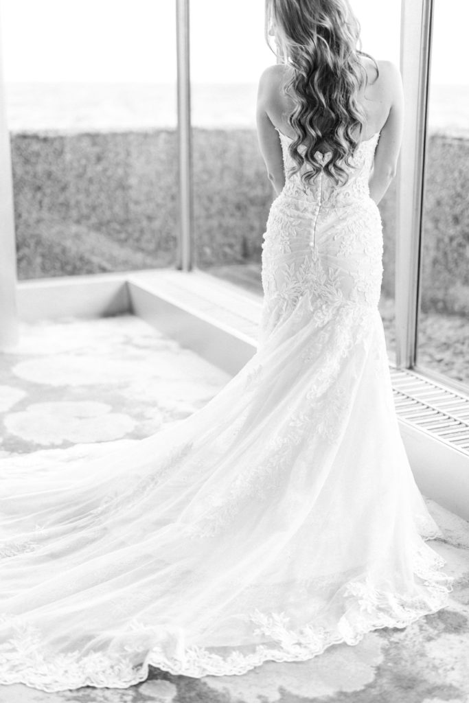 black and white image of bride
