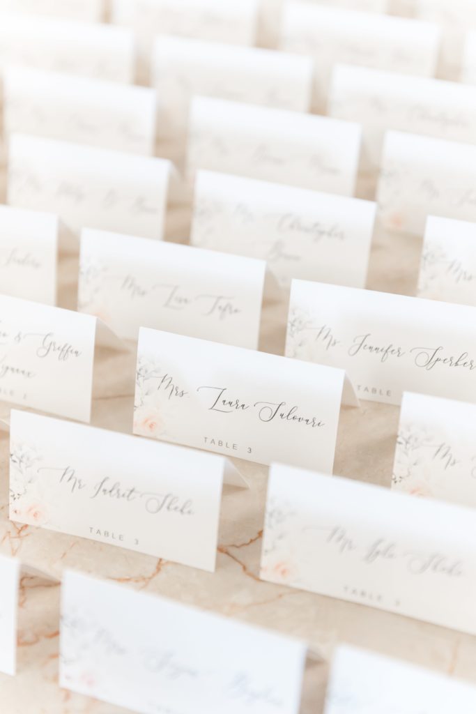 Name cards with cursive writing
