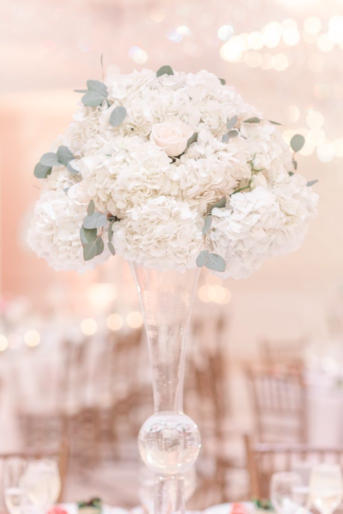 Tall white flower wedding centerpiece