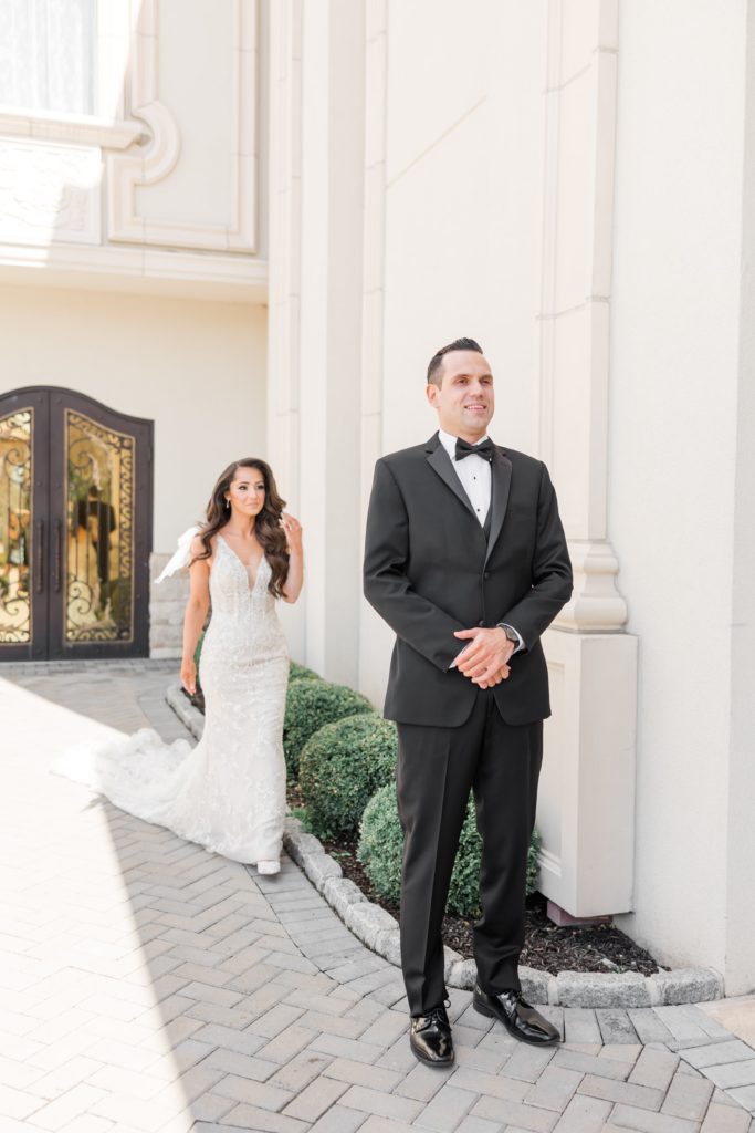 New Jersey bride and groom first look
