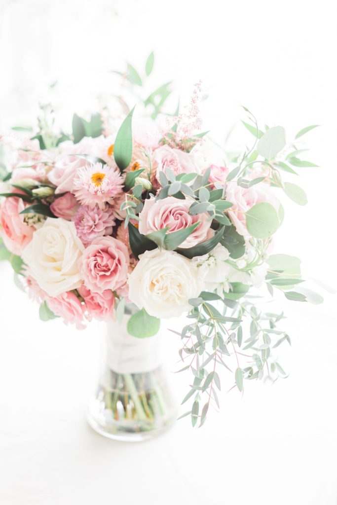 White and pink wedding bouquet
