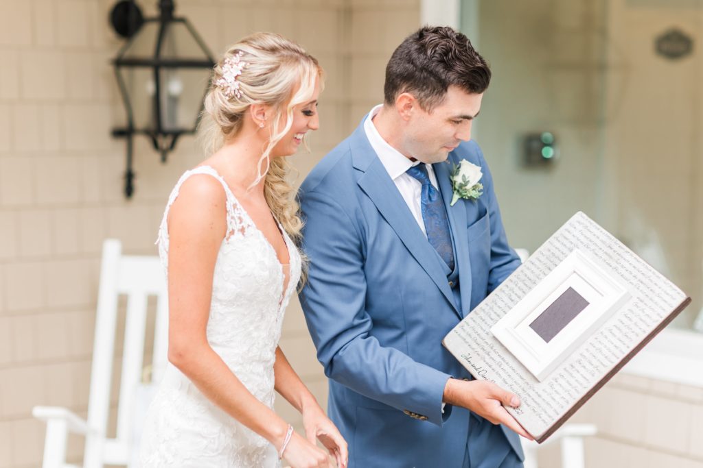 Bride gifting groom a csutom frame