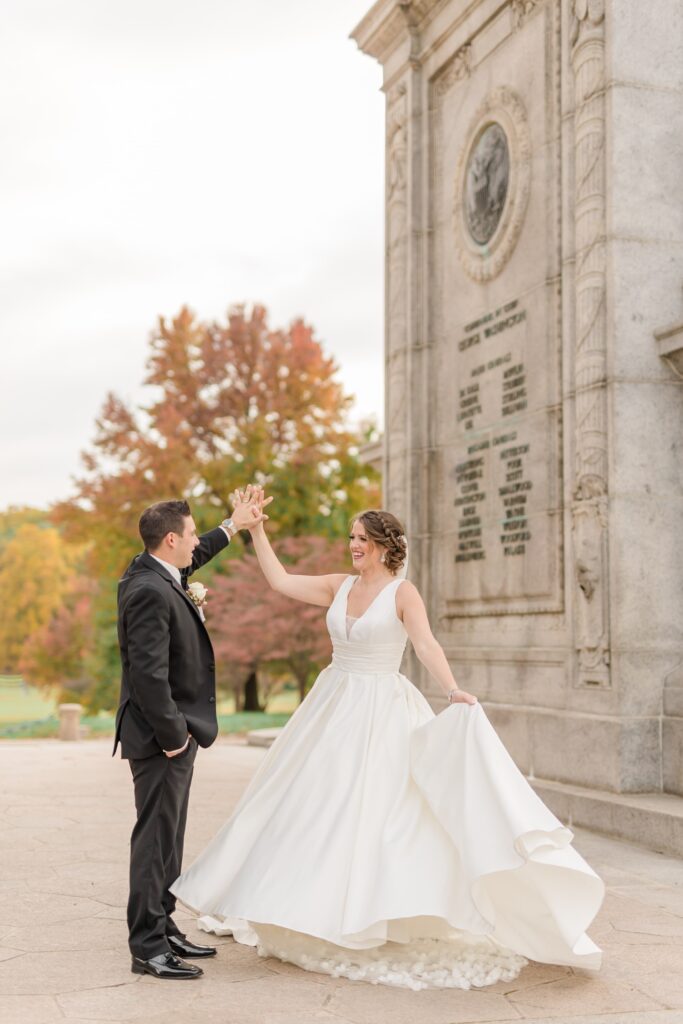 Bride and groom portrait at Valley Forge Wedding