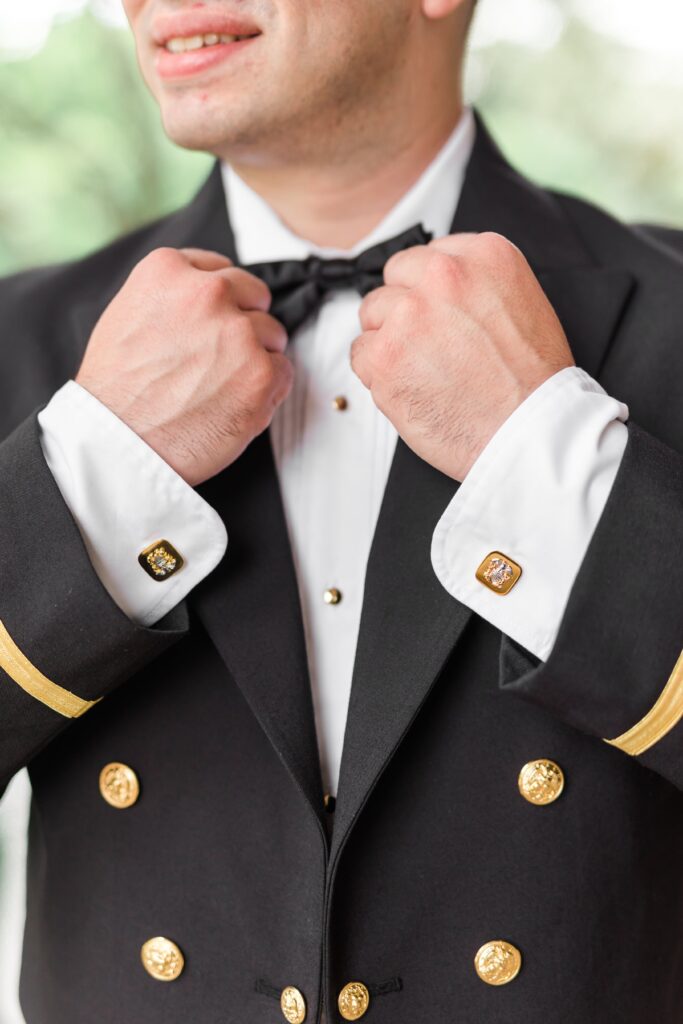 Groom in navy uniform